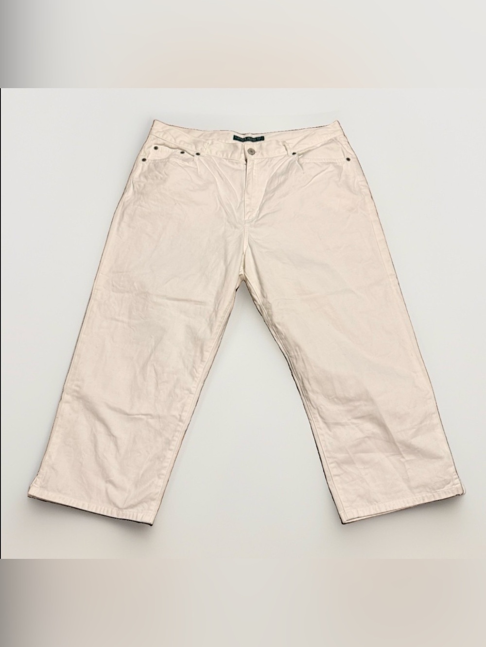 Lauren Ralph Lauren White Cropped Pants Straight Leg Capri Jeans Women's Size 14